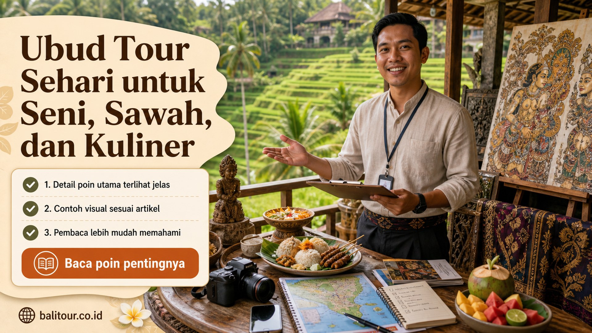Ilustrasi Bali Tour - Ubud Tour Sehari untuk Seni, Sawah, dan Kuliner