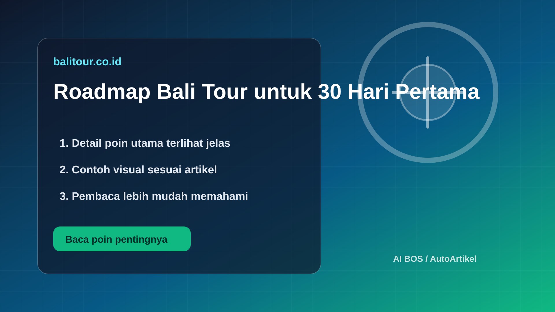Ilustrasi Roadmap Bali Tour untuk 30 Hari Pertama
